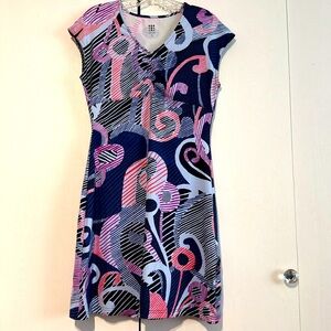 Title Nine Diamalete Short Cap Sleeve
Abstract Athletic Shift Dress Stretch Sz S